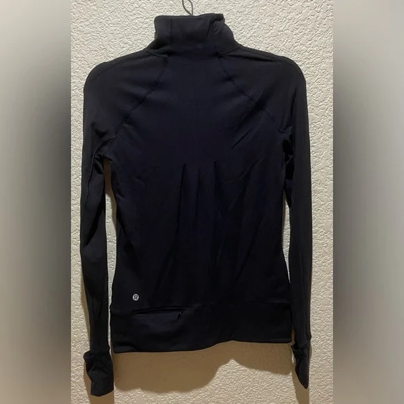 Lululemon Rush Hour 1/2 Zip Black Thumb Holes Size 4 - Picture 8 of 14